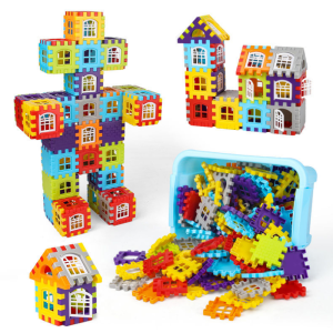 Montessori Educational Toys for Kids House Building Blocks Childrens Large Cube PP Assembly Toy with Windows&Box/Bag