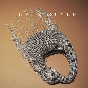 Ugals Tassel Shiny and Inflexible Diamond Studded by Hand Bends and Hitches Diamond Tote Bag Selenodont Bag Dinner Hand Holding Underarm Bag