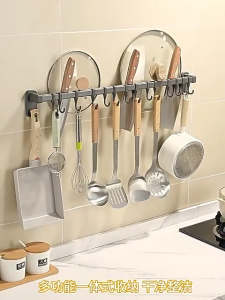 Rak Gantung Dapur Tanpa Bor Rak Penyimpanan Dapur Multifungsi Rak Spatula Dengan Kait Gantung Dinding Tanpa Pengeboran