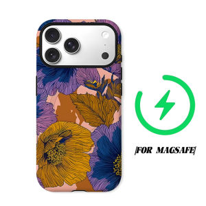 Vintage Purple Floral Print Phone Case for iPhone 18 17 16 15 14 13 12 11 Air Pro Max Plus Double-layer Cover