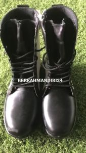 Sepatu PDL Provos PM Polisi Satpam Resleting Tali Sepatu Tinggi Dinas Pria