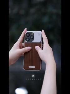 Metal Solid Wood Phone Case For Iphone 14 15 Pro Max Aromatpy Aluminum Alloy Walnut Ebony Phone Cover For IPHON 14 15 Promax