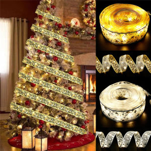 Christmas Sale 4M Christmas Ribbon Fairy Light for Chrismas Tree Christmas Decoration Christmas Tree Ornaments For Home 2022 Bows String Lights Navidad Natal New Year 2023 Manila Stock