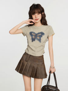 Áo Thun Cotton Nguyên Chất Tay Ngắn Mùa Hè 2025 Phong Cách Mới Cho Nữ Áo Thun Dệt Kim Áo Thun Thường Ngày Áo Thun Cổ Tròn