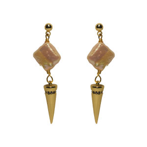 Her Lab Jewelry | 18K gold-plated earrings that do not fade Personalized square natural freshwater barlotte pearl earrings Unique gift