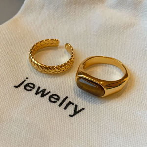 CAFFTI | Natural Tigers Eye Antique Gold Style Finger Ring