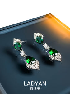Lidiyan Vintage Green Crystal Earrings Unique Beautiful Ladies Fashion Jewelry Leaf Pattern Hoop Earrings Handmade Alloy