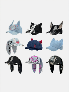 Unique Dark and Cute Fox Ears Metal Buckle Baseball Cap