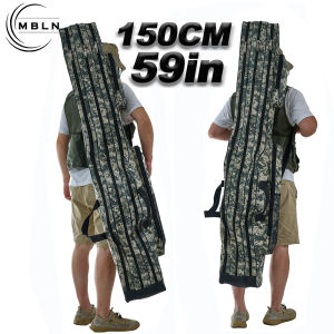 MBLN 59in Waterproof Fishing Rod Bag – 3-Layer Polyester Tackle Case with 2 Side Pockets Foldable & Portable for Easy Storage