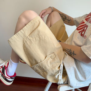 Mens Summer Casual Loose Basketball Workwear Shorts Pure Cotton American Style Trendy Brand Big Pocket Straight Leg Pants