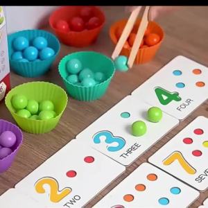 Wooden Montessori Clip Beads Toy Fine Motor Training Color Sorting Matching Early Learning Educational Toys For Children Kids