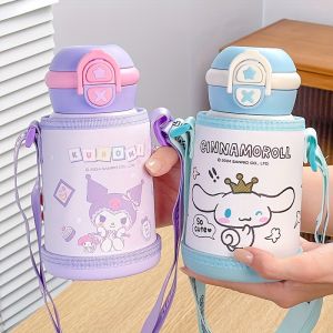 Sanrio | 1pc 550ml Cute Double Drinking Insulated Cup Portable Water Cup for Outdoor Camping with Strap and Cup Cove