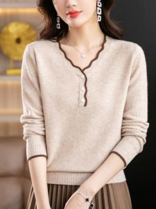 2023 Fall and Winter Womens Sweater Bottoming Shirt Fashion New Arrival Knitwear Best Selling K-style Loose Lace Collar Top Women