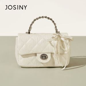 Josiny | Chic Elegant Quilted Pearl Chain Small Square Handbag