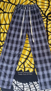 Retro Checkered Casual Pants Mens Trend  Straight Leg Wide Leg Sports Pants