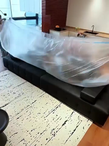 Disposable Furniture Elastic Dust Cover Waterproof Large Size Protective Film PE Sturdy Durable Dust Proof Cover家具松紧防尘罩