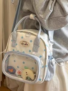 OUDENGPAI | Lightweight Dual-Shoulder Bag Fan Chase Outdoor Girls Style Backpack Cute Bookbag Shoulder Bag Female Korean Japanese Trend Soft Boxed Shape PVC Material