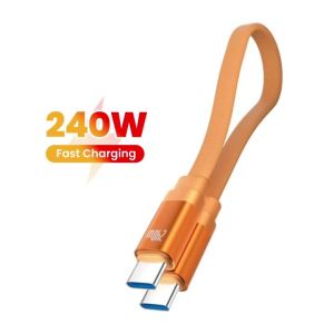 Cáp Sạc Nhanh Type C To Type C Ngắn 20CM 240W Cáp Dữ Liệu Mini Bện Dành Cho iPhone 15 16 17 Samsung iPad Laptop Sạc Dự Phòng