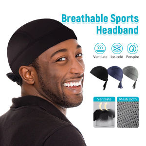 Musion Mesh Pirate Hat Moisture Wicking Durag Helmet Inner Skull Cap Breathable Head Cover Penutup Kepala Helmet Sports Cap Sarung Kepala for Cycling