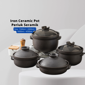 YU Ready Stock Iron Clay Pot Heat Resistant 1300℃ / Casserole cookware / Periuk tahan panas / periuk tanah / ceramic pot