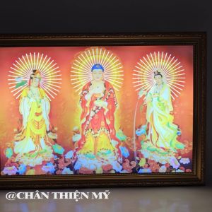 Tranh Tây Phương Tam Thánh Treo Tường Có Đèn Trang Trí Bàn Thờ Phật Treo Phòng Thờ NTPTTĐ-59