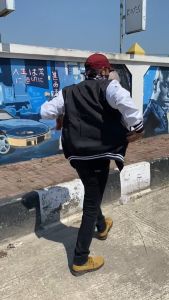 Jaket Bomber Varsity Black White N24 Essent Taslan Bordir Premium Terbaru