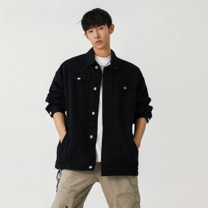 HetingHOME | Hetinghome Loose Fit Denim Jacket For Men Autumn Fashion Streetwear Vintage American Style Couples Outerwear Youth Trend