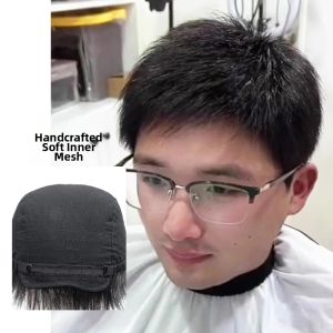 KEQIAO | Full Handmade Real Hair Mens Wig Thin and Comfortable Full-Coverage