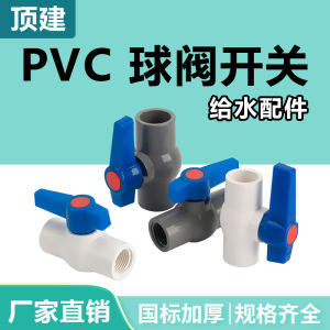 PVC Ball Valve Water Pipe Fitting Accessories with Thread Switch Valve for Drinking Water System Blue Handle Grey White Color