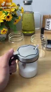 Glass Spice Container with Spoon – Airtight Seasoning Jar for Kitchen | 300ml Storage for Salt Sugar Herbs & Condiments