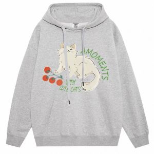 เสื้อสเวตเตอร์ฮู้ดสีดำสำหรับผู้หญิง ทรงหลวม แขนยาว ผ้าผสมคอตตอนและโพลีเอสเตอร์ ทรงปกติ ฤดูใบไม้ร่วง 2025