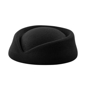 1Pcs Beret Hat Caps Airline Stewardess Flight Attendant Vintage Hat Black Flat Top Hat Hair Clip Hair Accessories