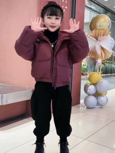 Trendy Short Thick Warm Winter Puffer Jacket for Girls Casual Stylish Cotton down Coat with Hat Cozy Polyester Fiber Fill