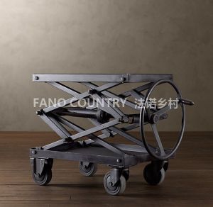 Industrial Style Loft Iron Retro Coffee Table Solid Wood Living Room Sofa Side Table Side Table Liftable Mobile Display Table