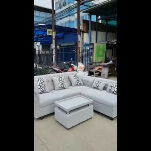 Sofa L Putus Kancing / Sofa L Minimalis / Sofa L Santai Bahan Beludru
