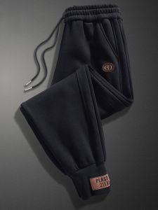 ROMON | Romon Mens Casual Fleece Lined Sports Pants Loose Fit Autumn Winter Long Trousers Warm Thickened Sweatpants Urban Fashion