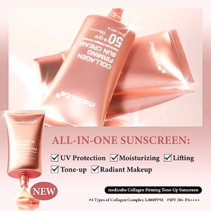 Medicube Collagen Firming Sun Cream 50ml SPF50+ PA++++ Tone Up Sunscreen No White Cast Collagen Firming Glow Skin