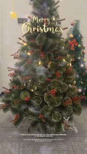 Sincecu Snowy Christmas Tree with Berries – 4-8FT PVC Xmas Tree with Metal Base | Realistic Pinecone Flocked Tree
