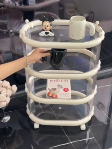 Movable Storage Trolley Rack Acrylic Snack Storage Shelf Living Room/Bedroom Storage Cart