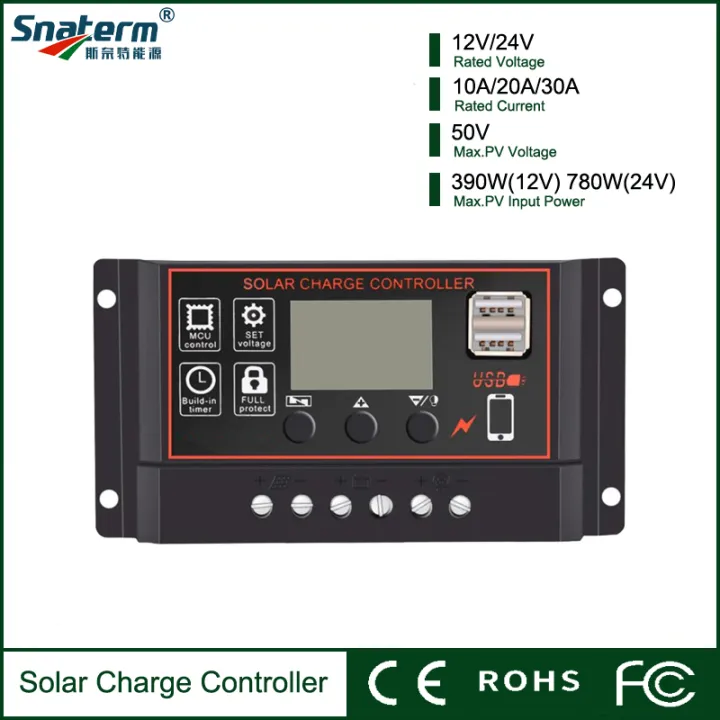 12V 24V10A LCD display dual MOS PWM control solar charge and discharge ...