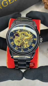 Jam Tangan Pria Otomatis Mechanical Original Asli Tahan Air Automatic Mesin Mekanik Transparan Stainless Steel Anti Karat Luminous Bercahaya Aksesoris Arloji Mens Watches Quartz Analog Kasual Bisnis Cowok Kerja Formal Kaca Tebal Tahan Goresan -JF22