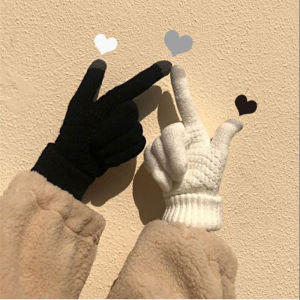 XUANXUAN | Thickened Winter Touchscreen Gloves Couple Style Knitted Gloves Men Cycling Five-Finger Warmth For Couples Youth And Middle-Aged