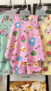 SET 2 Bộ Quần Áo Tole lanh bé gái - Mẫu đùi sát nách xòe đính nơ - Size 1-10 cho bé 5-30kg-  đồ bộ bé gái chất vải tôn lanh 2 da loại 1 mềm mịn mát - XOE02