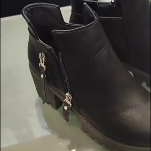 Fashion Leather Platform Ankle Boots for Women Side Zipper Boots