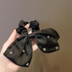 Black Silk Satin Heavy Industry Large Butterfly Knot Spring Clip Top Clip Hair Accessories Versatile East Gate Internet Celebrity