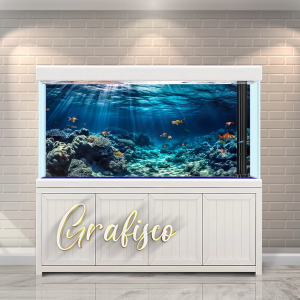 Stiker Background Aquarium Vinyl Premium Tahan Air - Underwater Corals (UC)