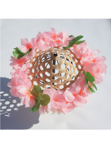 หมวกไม้ไผ่ดอกไม้สีสันสดใสสําหรับเด็กการเต้นรําอุปกรณ์ประกอบฉากพิเศษผู้ใหญ่เต้นรําสแควร์ที่มีสีสันพวงมาลัยหมวกฟางสําหรับการแสดงบนเวที