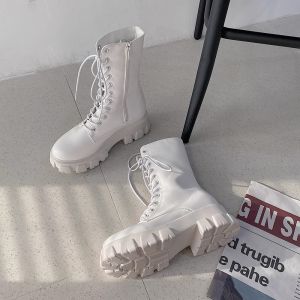 White British Style Boots Motorcycle Boots 2024 Single Boots Easiest for Match Thick Sole Height Increasing Middle Boots High Heel Boots Boots
