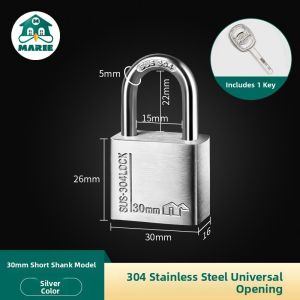 MONLEYTA | Outdoor Stainless Steel 304 Lock Anti-Theft Waterproof Rustproof Large Door Lock Chain Proof Hanging Lock Long Lasting