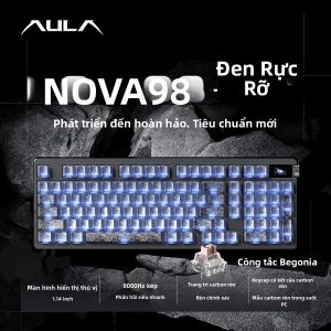 AULA | Bàn Phím Cơ Chơi Game Không Dây Đa Chế Độ AULA NOVA98 Với Màn Hình Thông Minh Kép 8000Hz Hỗ Trợ Thay Nóng Pin 10000mAh Quà Tặng Cho Game Thủ PC